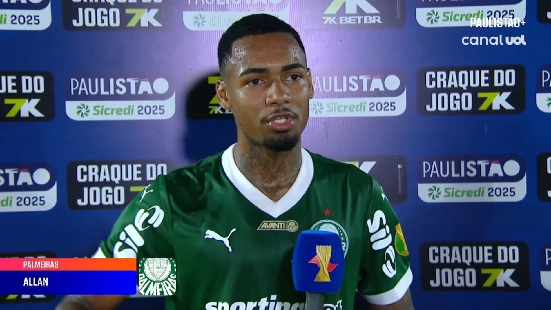 Allan faz o gol da vitória e dispara após classificação do Palmeiras no Paulistão