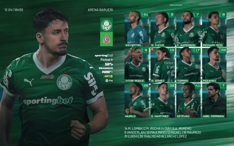 Palmeiras está escalado para o clássico contra o Corinthians