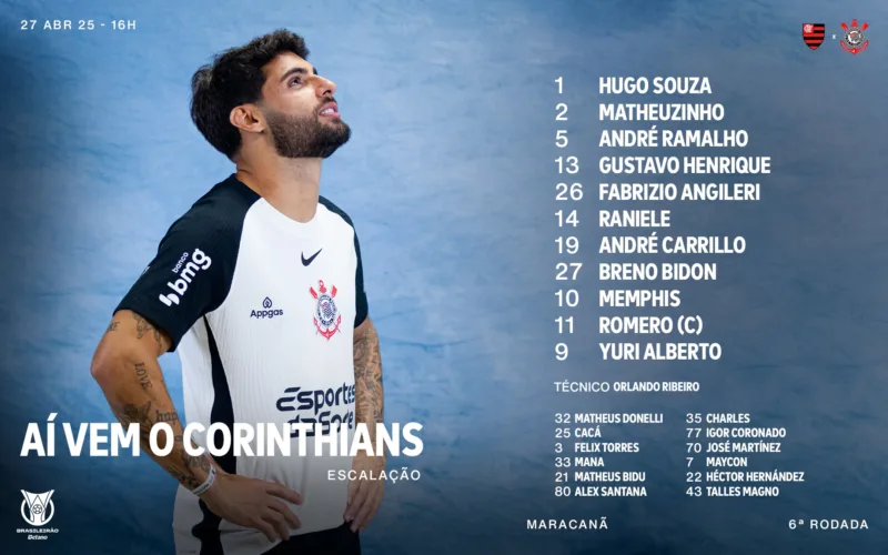 Com mudanças, Corinthians está escalado para encarar o Flamengo