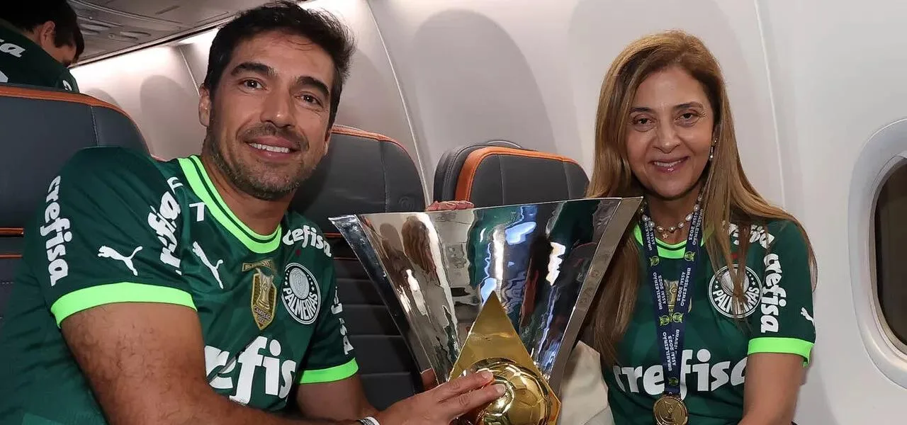 Abel Ferreira ao lado de Leila Pereira no Palmeiras