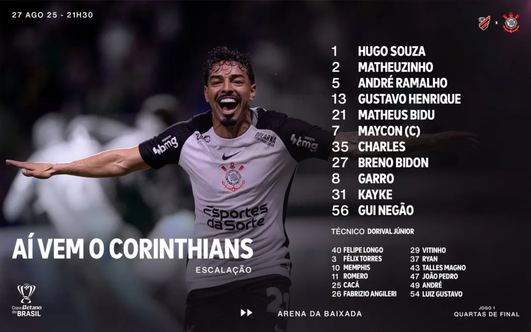 Dorival Júnior confirma escalação do Corinthians contra o Athletico-PR 