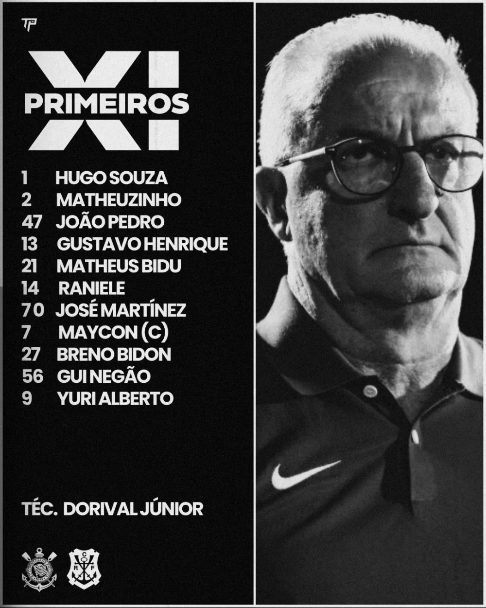 Corinthians está escalado para encarar o Flamengo no Brasileirão