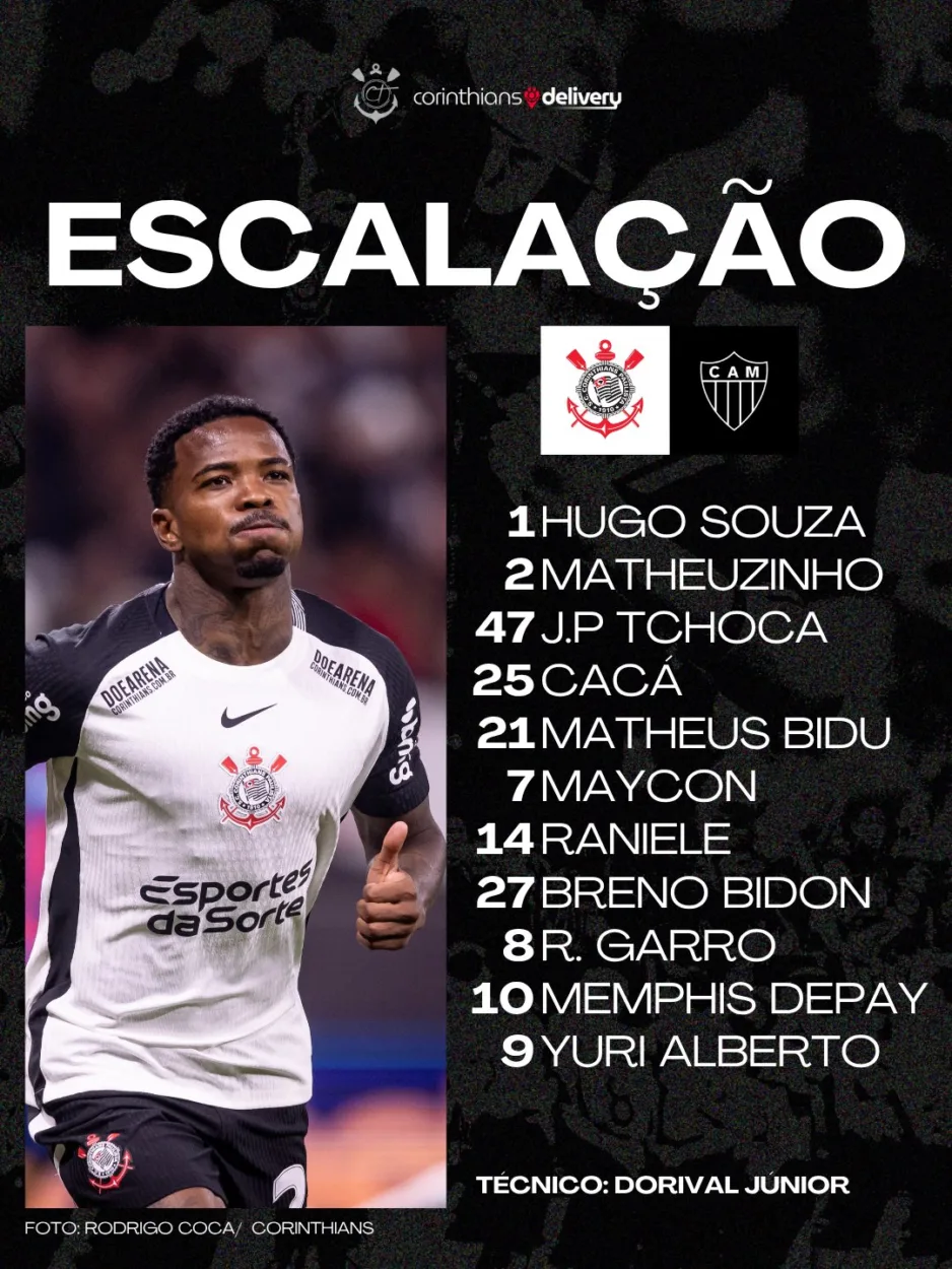 Com Depay, Corinthians está escalado para encarar o Atlético-MG 