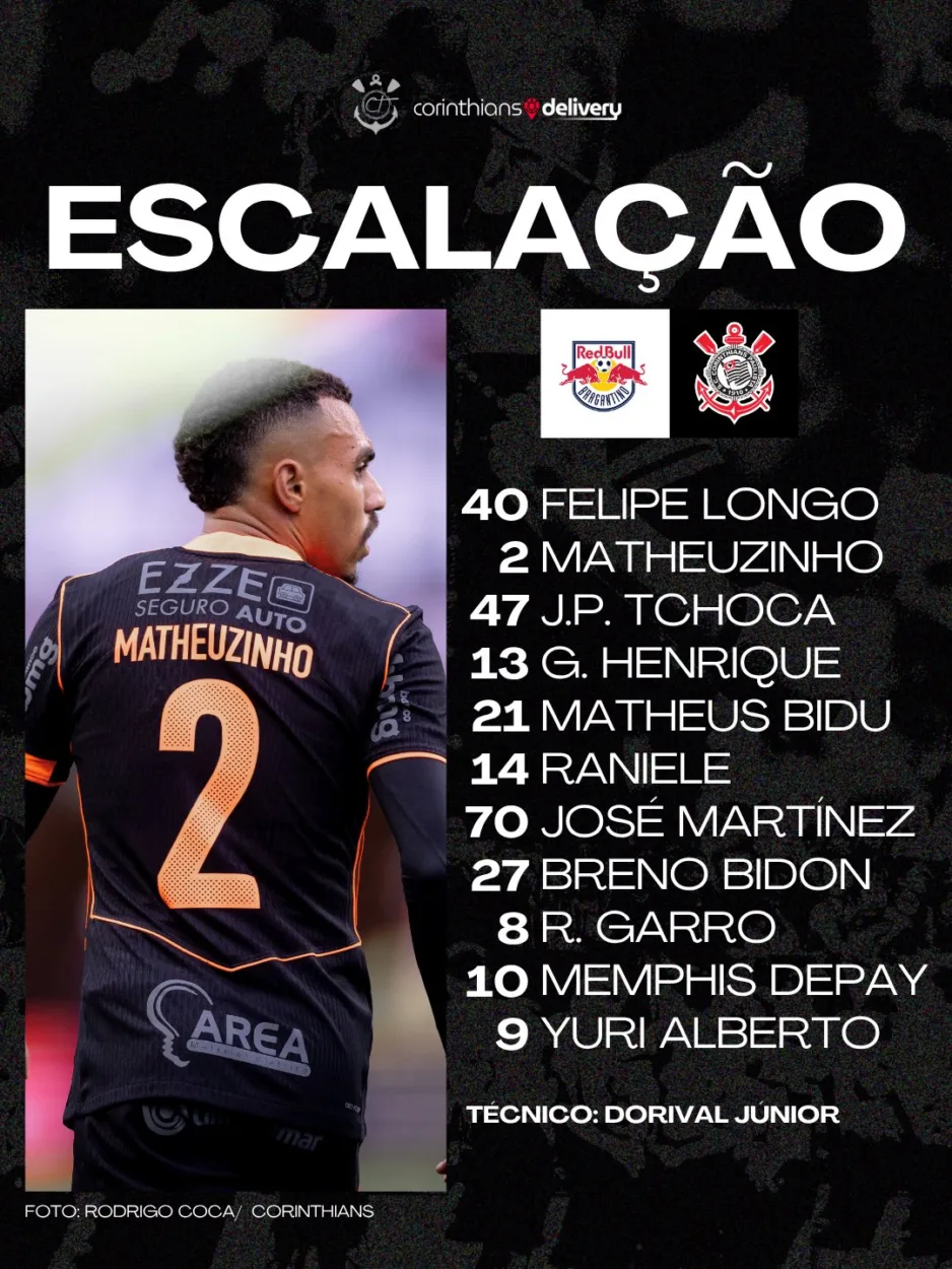 Corinthians, escalado! Dorival Júnior define time para encarar o Red Bull Bragantino